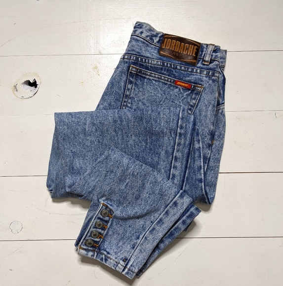 Jordache Pants - Jordache • Vintage Acid Wash Button Hem Mom Jeans